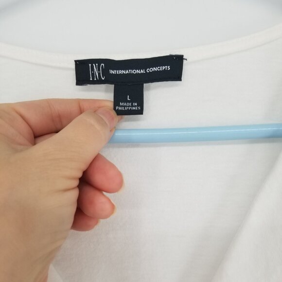 Inc Statement Puffed Sleeve Top L - Cotton/Jersey -Coquette, Cottage, etc. - Picture 3 of 5